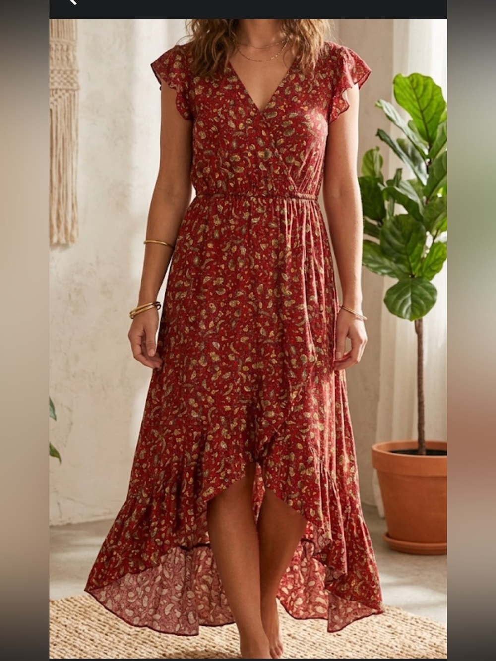 Women’s Red Floral High-Low Dress